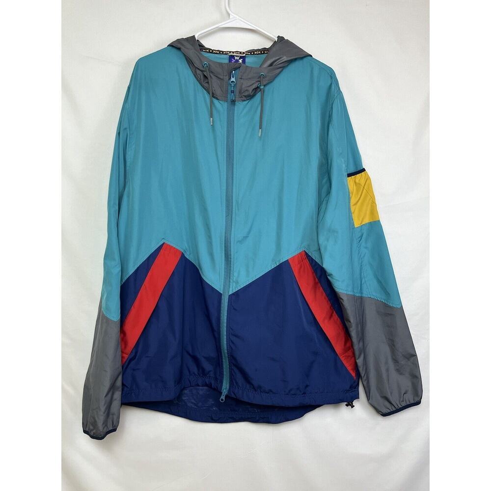 Without Walls Men's Size XL Multicolor Hoodie Jacket Two Way Zipper Windbreaker